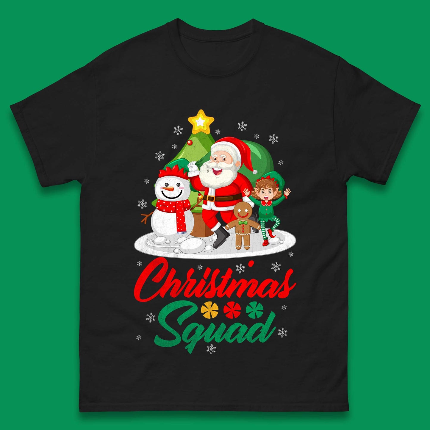 christmas squad santa claus snowman elf gingerbread t shirt