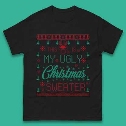 Ugly Christmas Sweater Reindeer Mens T-Shirt
