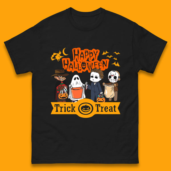 Happy Halloween Trick Or Treat Chibi Horror Movie Characters Killer Mens Tee Top