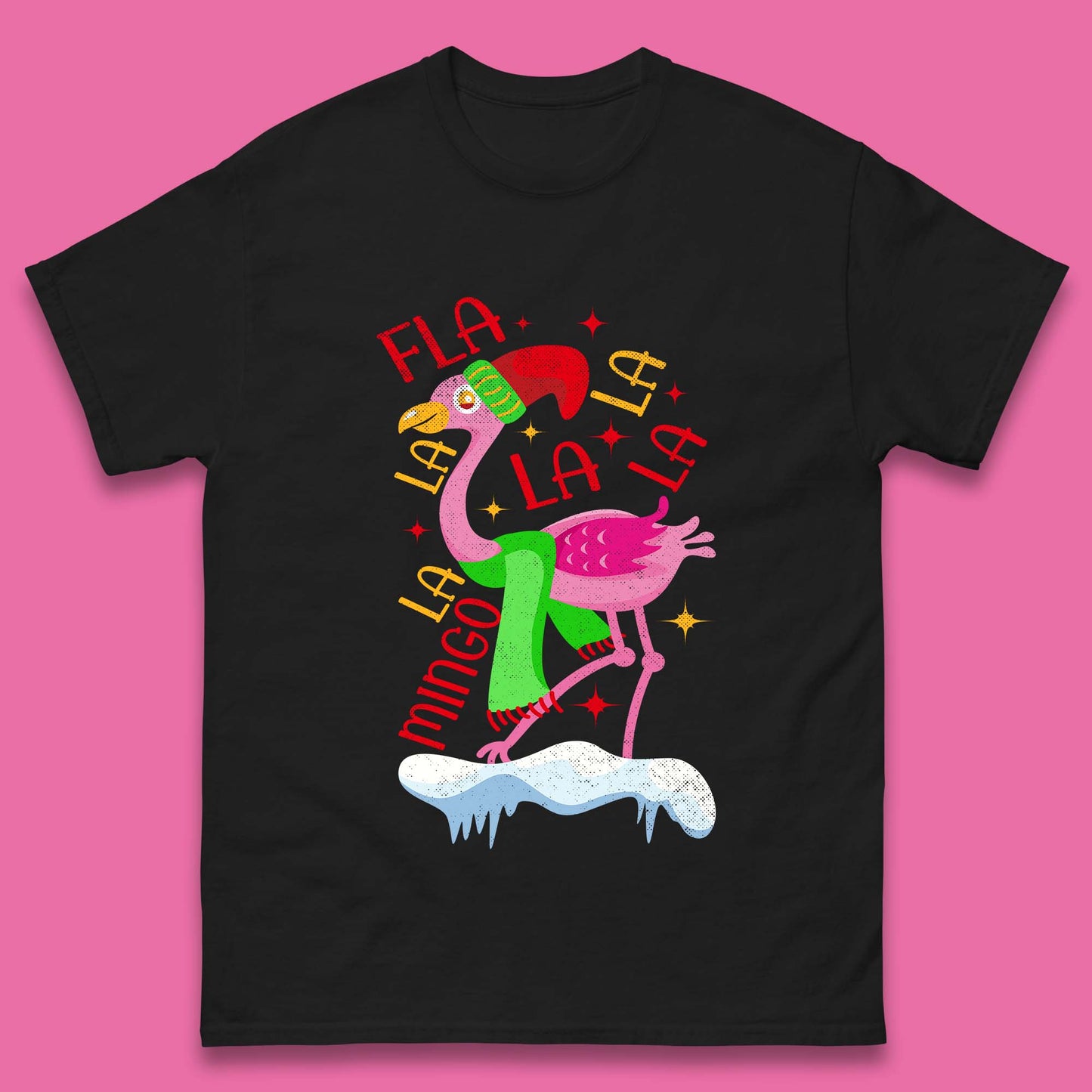 pink flamingo christmas t shirt