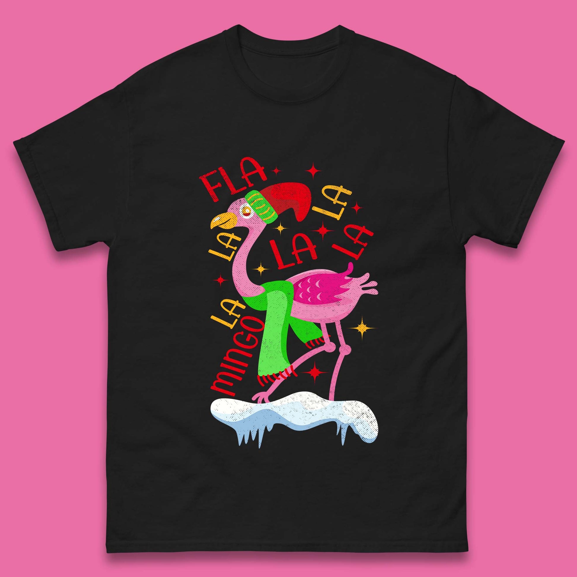 pink flamingo christmas t shirt