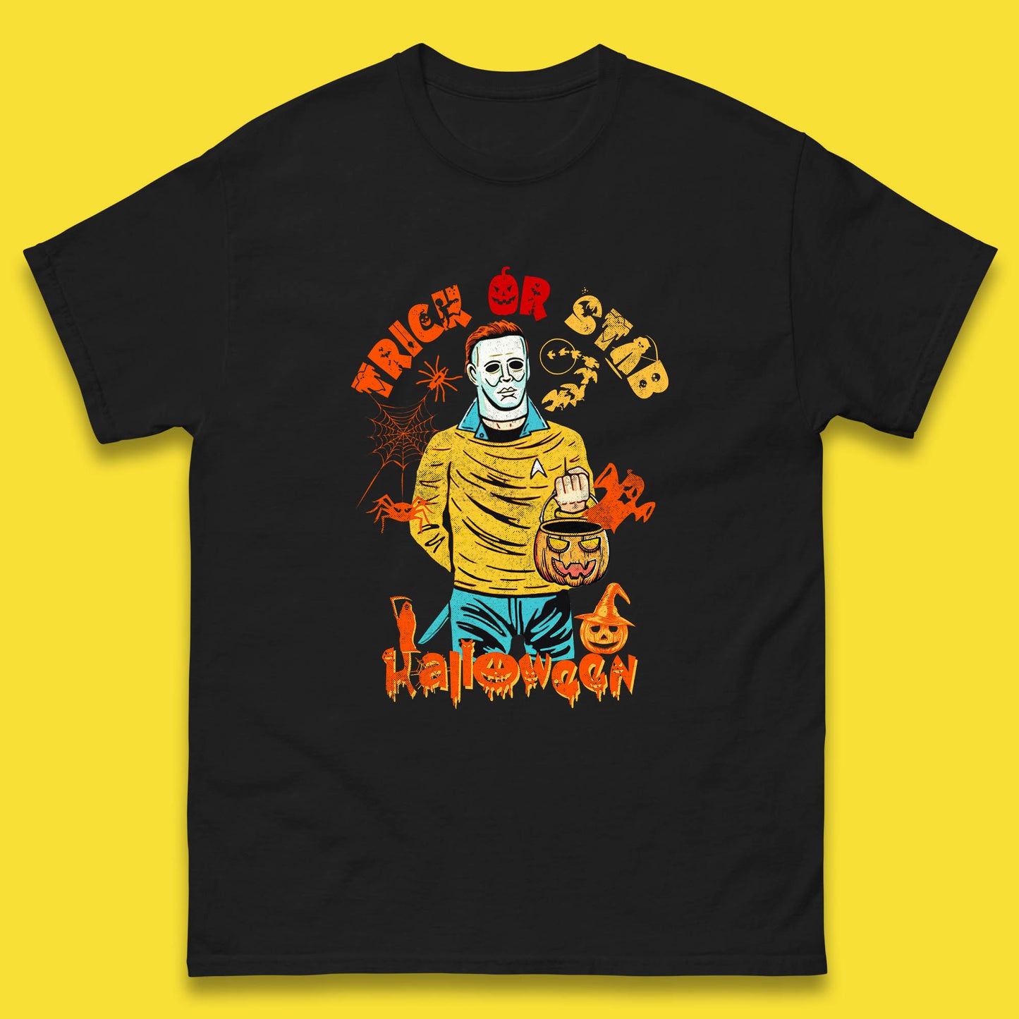 Trick Or Stab Halloween Michael Myers Stab Trek Trick Or Treat Mens Tee Top