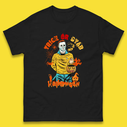 Trick Or Stab Halloween Michael Myers Stab Trek Trick Or Treat Mens Tee Top