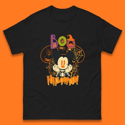 Boo Halloween Mickey Mouse Skeleton Horror Scary Disney Halloween Disneyland Trip Mens Tee Top