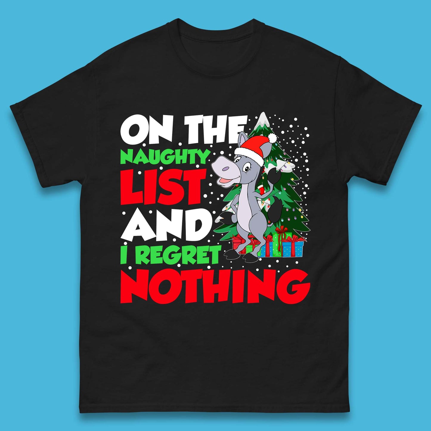 Donkey Christmas Naughty List Mens T-Shirt