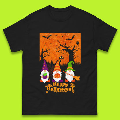 Happy Halloween Gnomies Spooky Witch Gnomes Scary Halloween Trees Gnome Lover Mens Tee Top