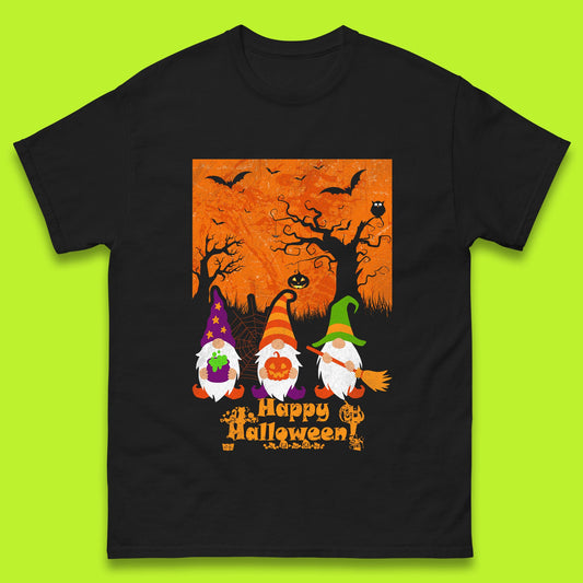 Happy Halloween Gnomies Spooky Witch Gnomes Scary Halloween Trees Gnome Lover Mens Tee Top