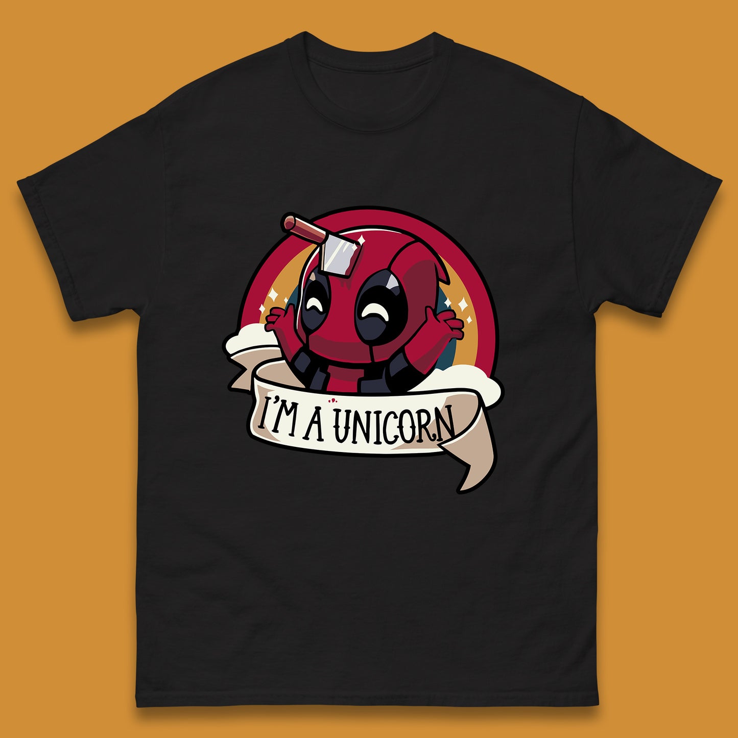 I'm A Unicorn Funny Deadpool Rainbow Colors Marvel Avengers Superhero Fictional Character Mens Tee Top