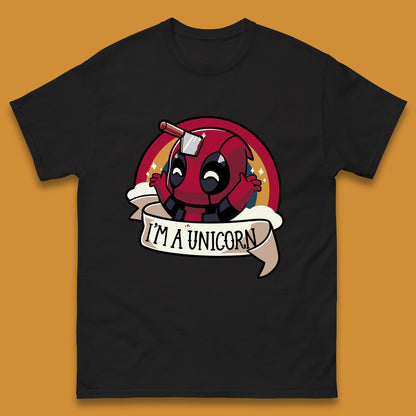I'm A Unicorn Funny Deadpool Rainbow Colors Marvel Avengers Superhero Fictional Character Mens Tee Top