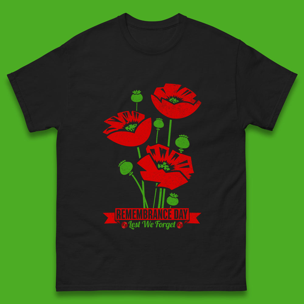 Remembrance Day Lest We Forget British Armed Forces Poppy Flower Mens Tee Top