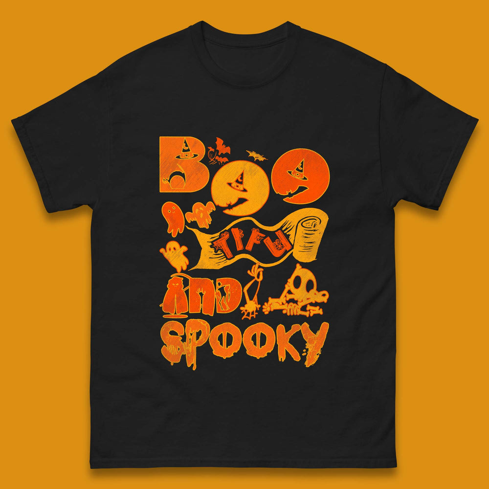 Boo Tiful and Spooky Halloween Horror Scary Boo Ghost Spooky Season Mens Tee Top