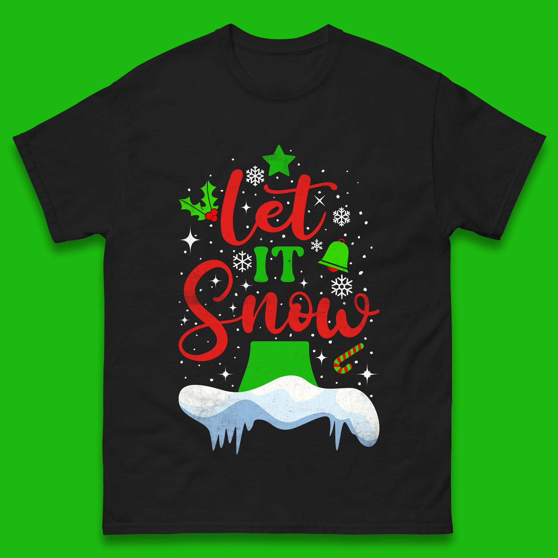 merry christmas let it snow snowflake t shirt