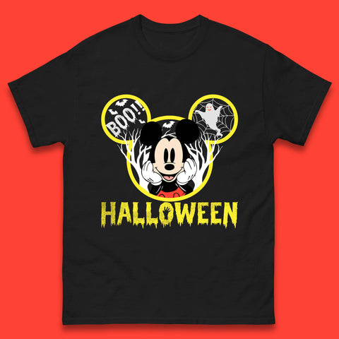 Disney Halloween Mickey Mouse Minnie Mouse Boo Ghost Horror Scary Disneyland Trip Mens Tee Top