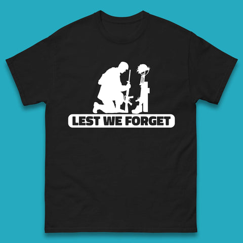 Lest We Forget Kneeling Soldier Remembrance Day British Armed Forces Day Mens Tee Top