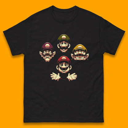 Mario Characters Funny Old Faces Super Mario, Luigi, Wario And Waluigi Game Players Mario Bro Toad Retro Gaming Mens Tee Top