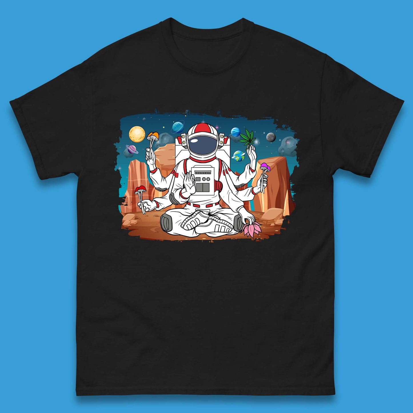 Meditating Astronaut Yoga Mens T-Shirt
