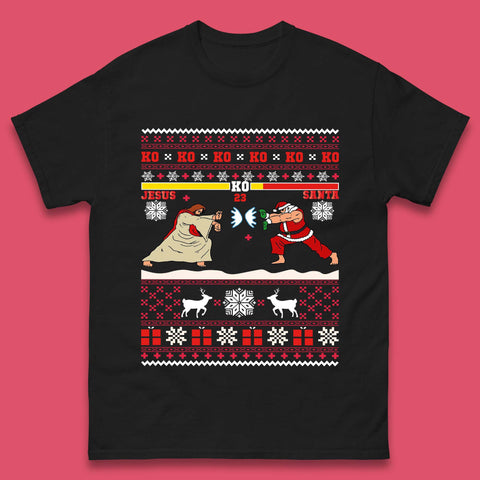Jesus Vs Santa KO Christmas Mens T-Shirt