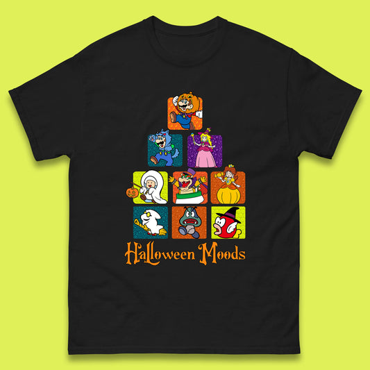 Super Mario Halloween Moods Nintendo Super Mario Game Characters Horror Halloween Spooky Mario Season Mens Tee Top