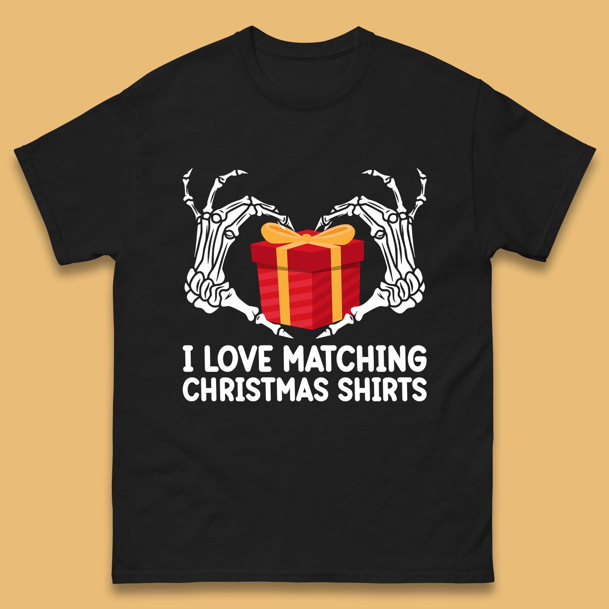 skeleton hands gift box christmas t shirt