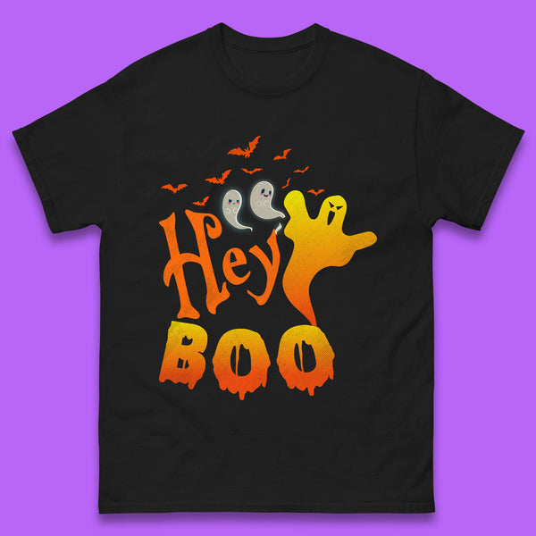 Whispers in the Moonlit Night Hey Boo Horror Scary Costume Halloween Boo Wear Mens Tee Top