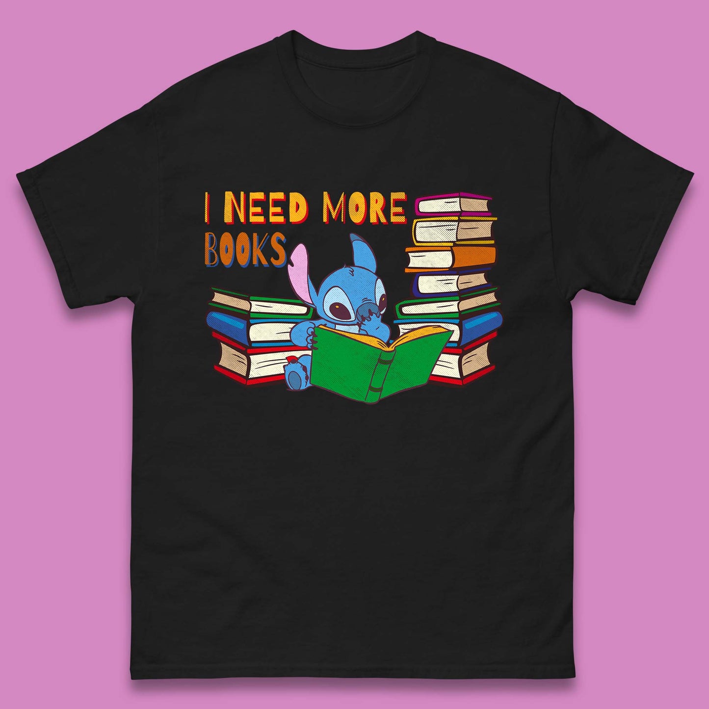 Stitch Reading A Book Mens T-Shirt