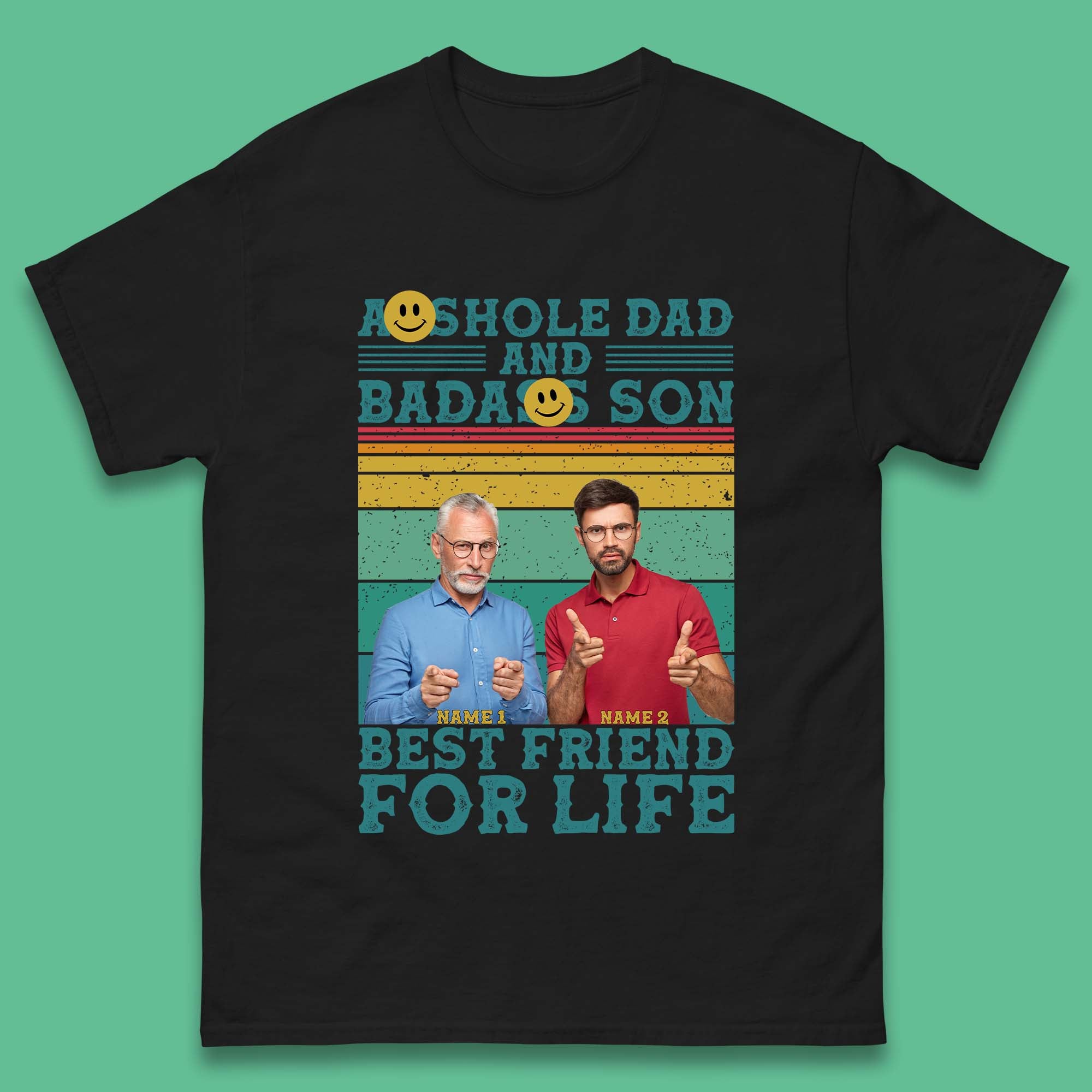 Personalised Asshole Dad And Badass Son Mens T-Shirt