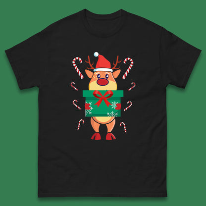 reindeer holding gift christmas t shirt