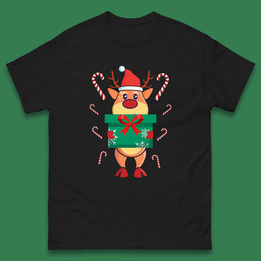 reindeer holding gift christmas t shirt