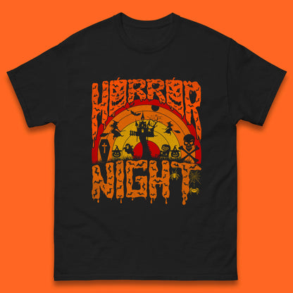 Halloween Horror Night Vintage Rainbow Flying witches Scary Boo Spooky Festive Night Mens Tee Top