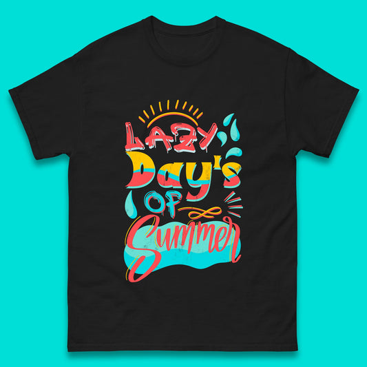 Lazy Days Of Summer Vintage Retro Sunset Surfer Beach Holiday Trip Mens Tee Top