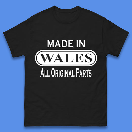 Made In Wales All Original Parts Vintage Retro Birthday Country In United Kingdom UK Constituent Country Gift Mens Tee Top