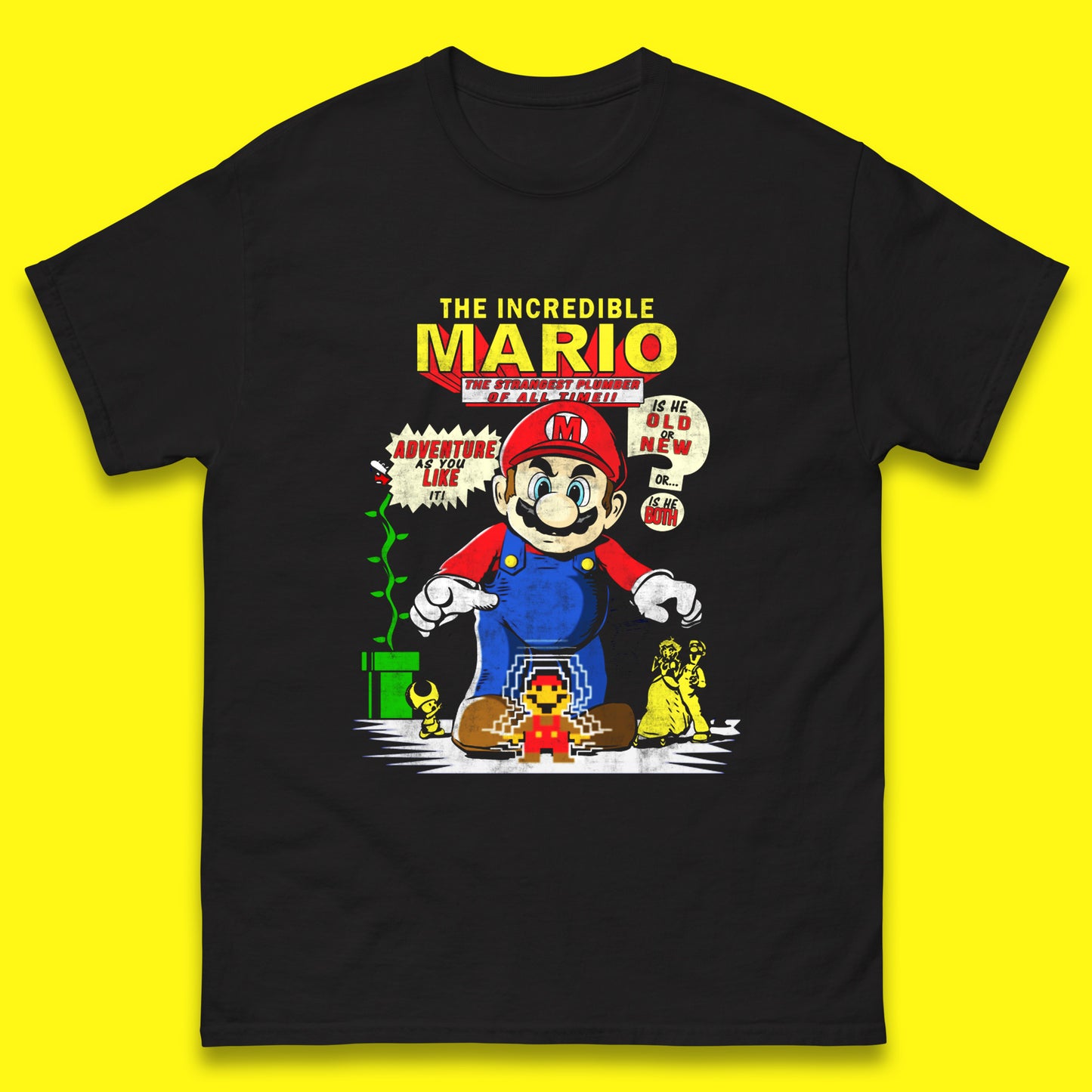 The Incredible Mario The Strongest Plumber Of All Time Super Mario Funny Plumber Mario Bros Gaming Mens Tee Top