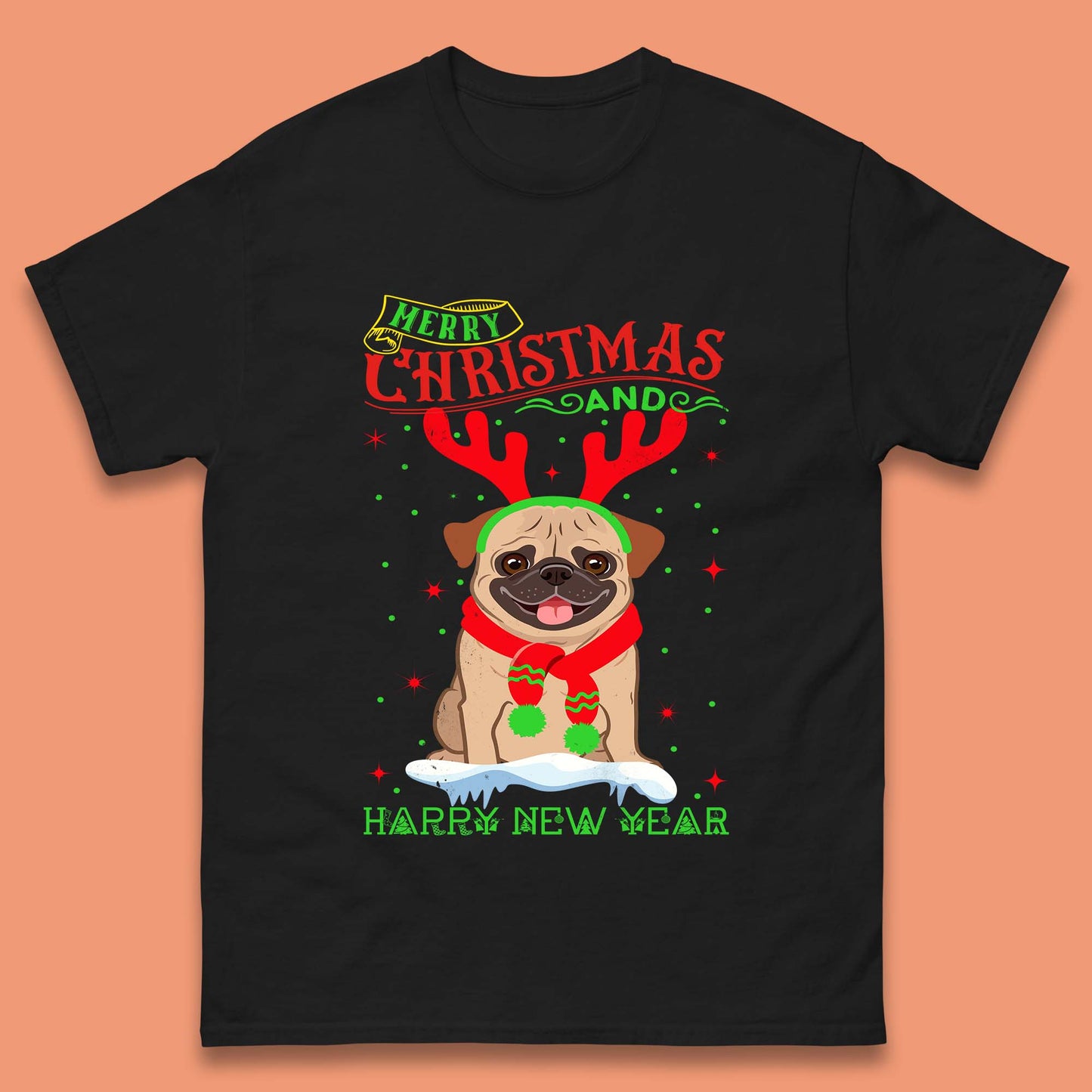 christmas pug dog t shirt