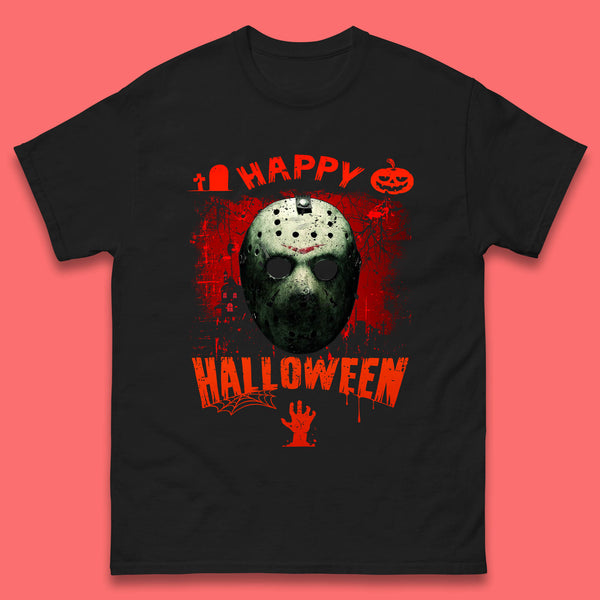 Happy Halloween Jason Voorhees Face Mask Halloween Friday The 13th Horror Movie Mens Tee Top