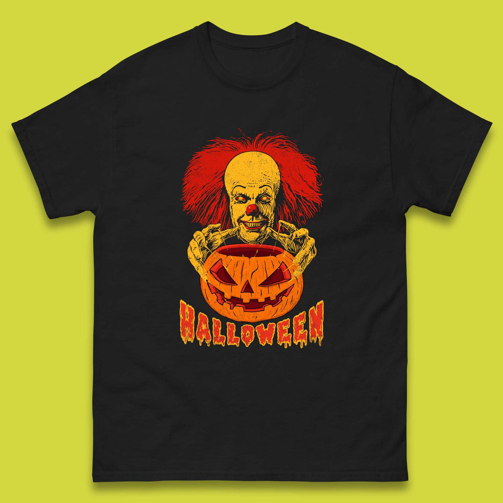 Pennywise Clown Hands Halloween Pumpkin IT Pennywise Clown Horror Movie Fictional Character Mens Tee Top