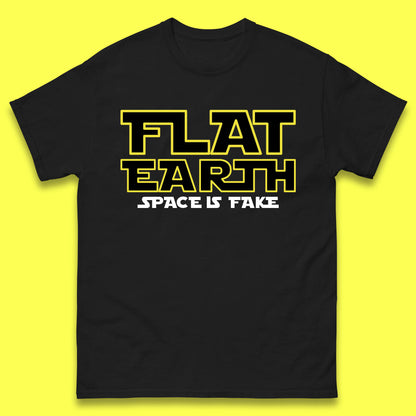 Flat Earth Space Is Fake Funny Conspiracy The Force Awakens Inspired NASA Lies Star Wars Inspired Mens Tee Top