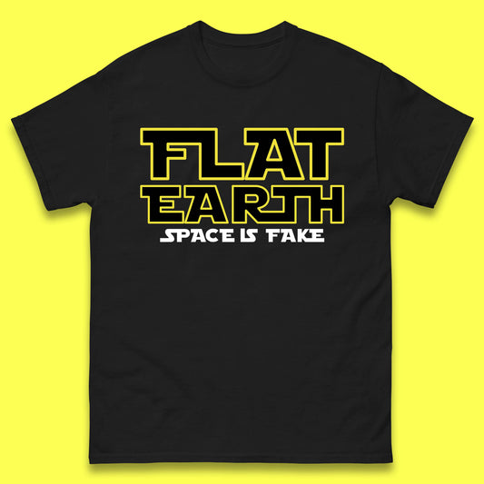 Flat Earth Space Is Fake Funny Conspiracy The Force Awakens Inspired NASA Lies Star Wars Inspired Mens Tee Top