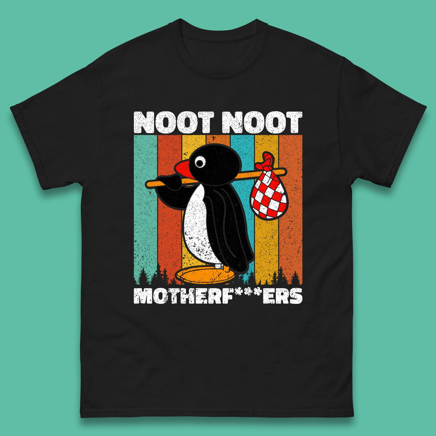 Noot Noot Pingu Madafakas Motherfcukers Funny Meme Vintage Retro Cartoon Anime Manga Mens Tee Top