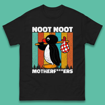 Noot Noot Pingu Madafakas Motherfcukers Funny Meme Vintage Retro Cartoon Anime Manga Mens Tee Top