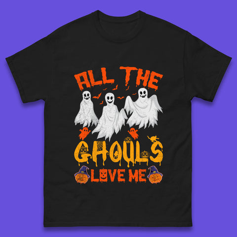 All The Ghouls Love Me Halloween Funny Horror Spooky Boo Ghost Mens Tee Top