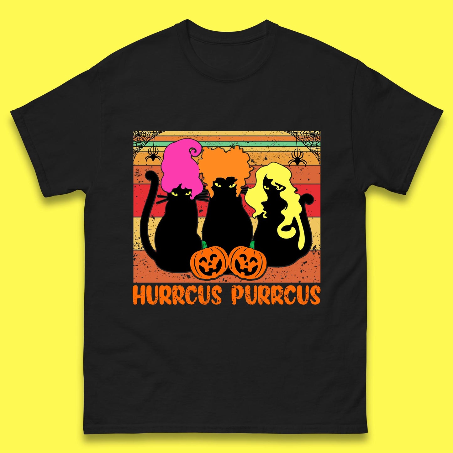 Vintage Halloween Witches Hurrcus Purrucs Scary Cat Horror Pumpkin Faces Hocus Pocus Halloween Costume Mens Tee Top