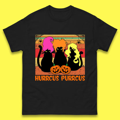 Vintage Halloween Witches Hurrcus Purrucs Scary Cat Horror Pumpkin Faces Hocus Pocus Halloween Costume Mens Tee Top