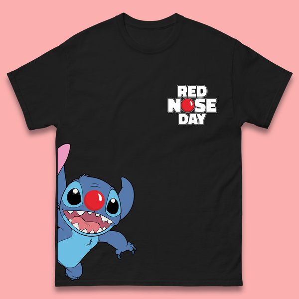Red Nose Day Peeking Disney Stitch Mens T-Shirt