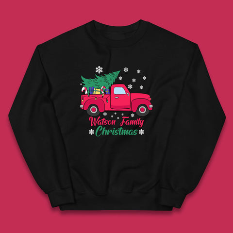 Personalised Family Christmas Red Truck With Christmas Tree To Delivery Christmas Gifts Xmas Kids Jumper