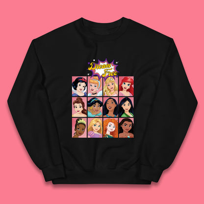 Dream Free Disney Princess Characters Disney Snow White Cinderella Jasmine Disney Princesses Group Disney World Kids Jumper
