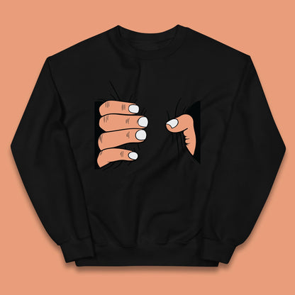 Crushing Handshake Big Hand Squeezing Funny Hand Grabbing Photographic Kids Jumper