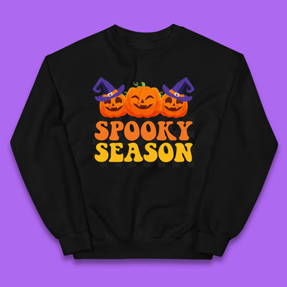 Spooky Season Halloween Jack-O-Lantern Pumpkins Spooky Vibes Kids Jumper