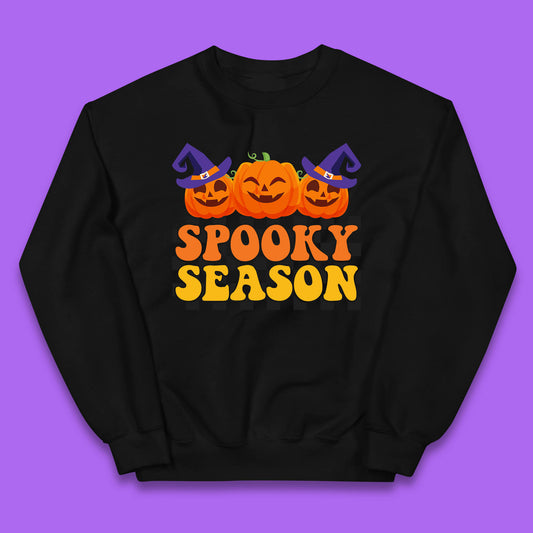 Spooky Season Halloween Jack-O-Lantern Pumpkins Spooky Vibes Kids Jumper