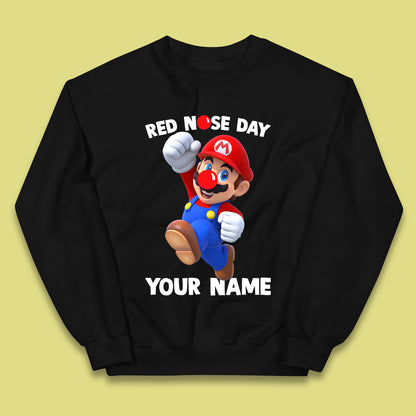 Personalised Super Mario Red Nose Day Kids Jumper