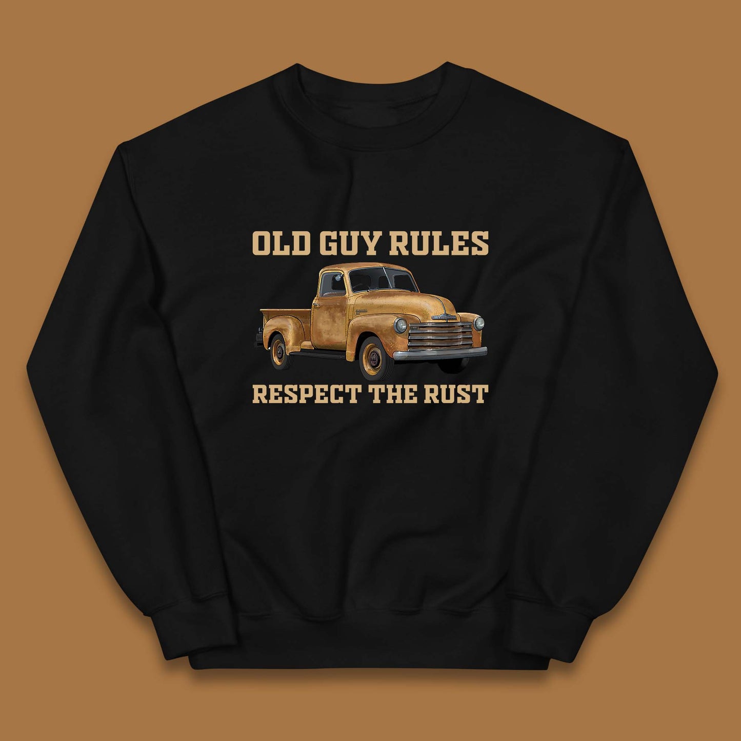 Old Guy Rules Respect The Rust Truck Classic Antique Truck Enthusiasts Kids Jumper